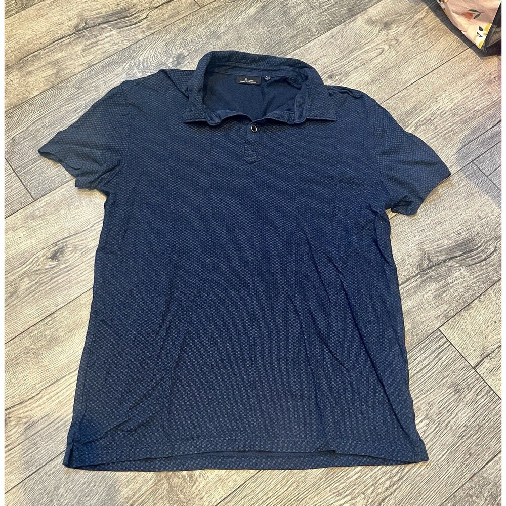 Marc Anthony Mens Large Polo Collared‎ Casual T Shirt Solid Plain Blue